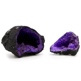 Coloured Calcite Geodes - Black Rock (Purple)