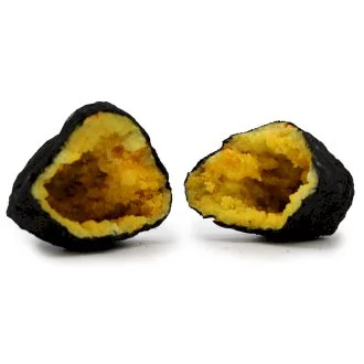 Coloured Calcite Geodes - Black Rock (Yellow)