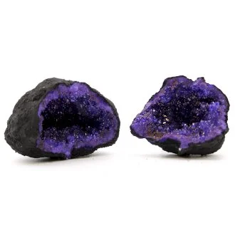 Coloured Calcite Geodes - Black Rock (Turquoise/Purple