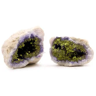 Coloured Calcite Geodes - Natural Rock (Purple & Gold)