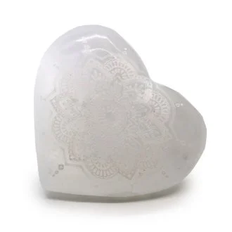 Selenite Heart - 7-8cm (Mandala Engraved)