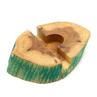 Large Gamal Wood Phone Holder - Green Wash