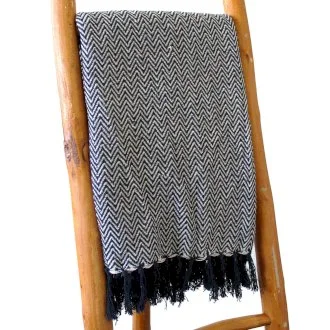 Boho Comfort Throw - Navy Zigzag