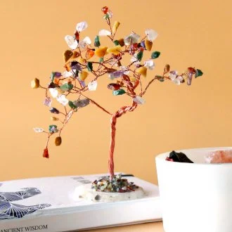 Large Gemstone Tree - Multi Stones on Natural Agate Base (100 stones)