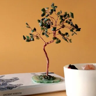 Large Gemstone Tree - Green Aventurine on Green Agate Base (100 stones)