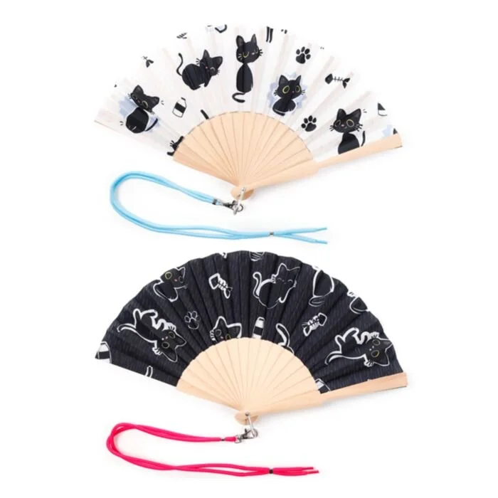 Lucky the Black Cat Folding Hand Fan