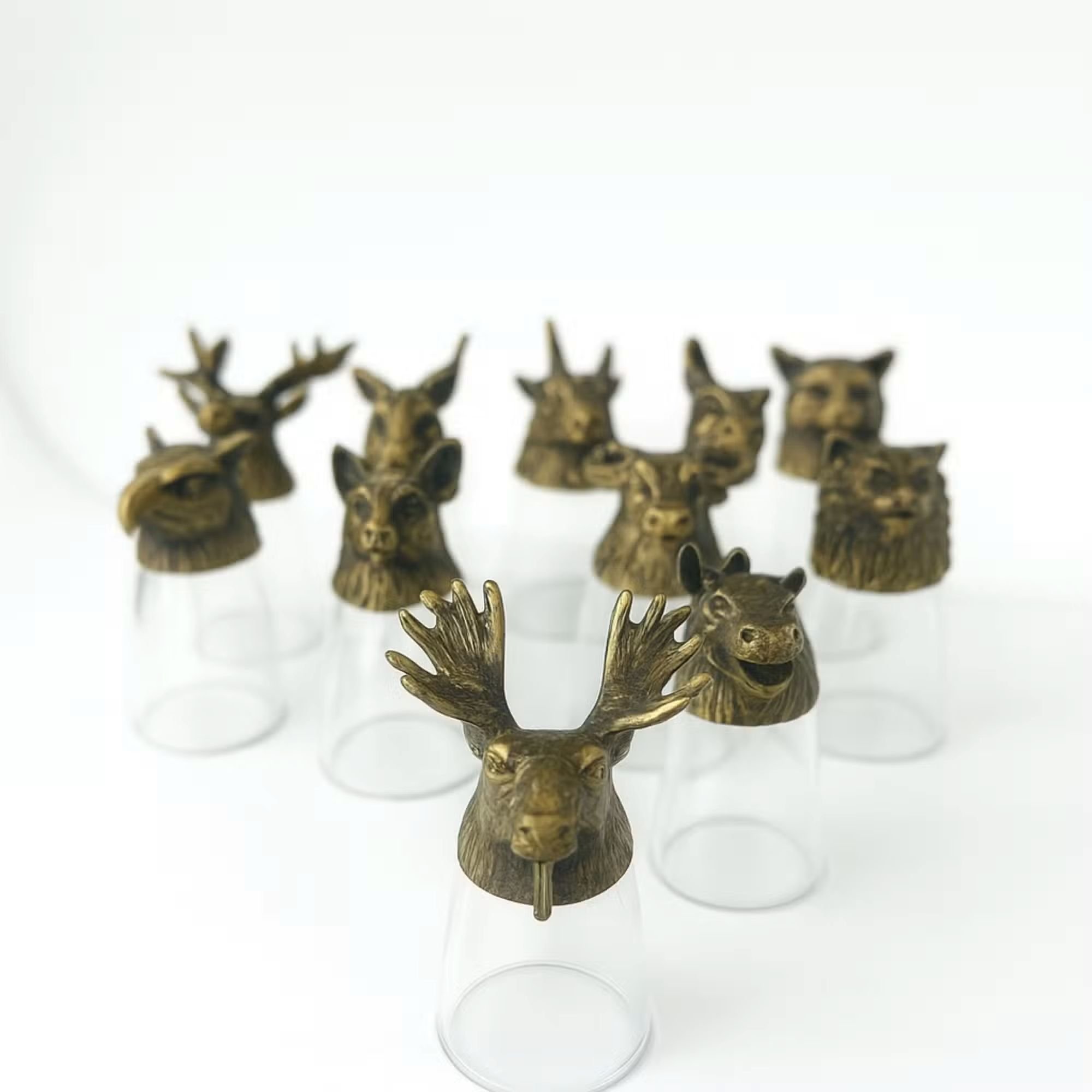 Bottom Up Shot Glasses Gift Set - Forest & Mystical Creatures (Antique Bronze)