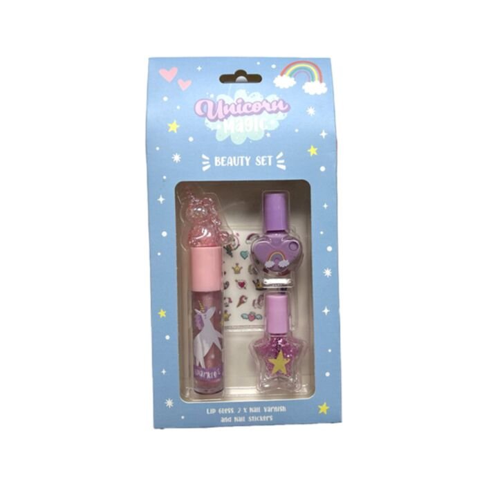 Unicorn Magic Kids' Lip Gloss & Nail Cosmetic Beauty Set