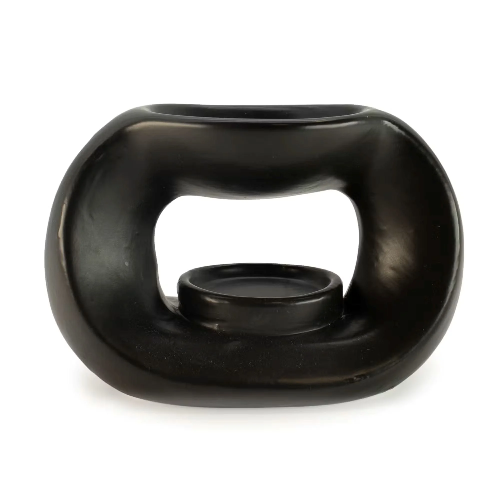 Ceramic Zen Oil Burner - Oval Pebble (Matt Black)