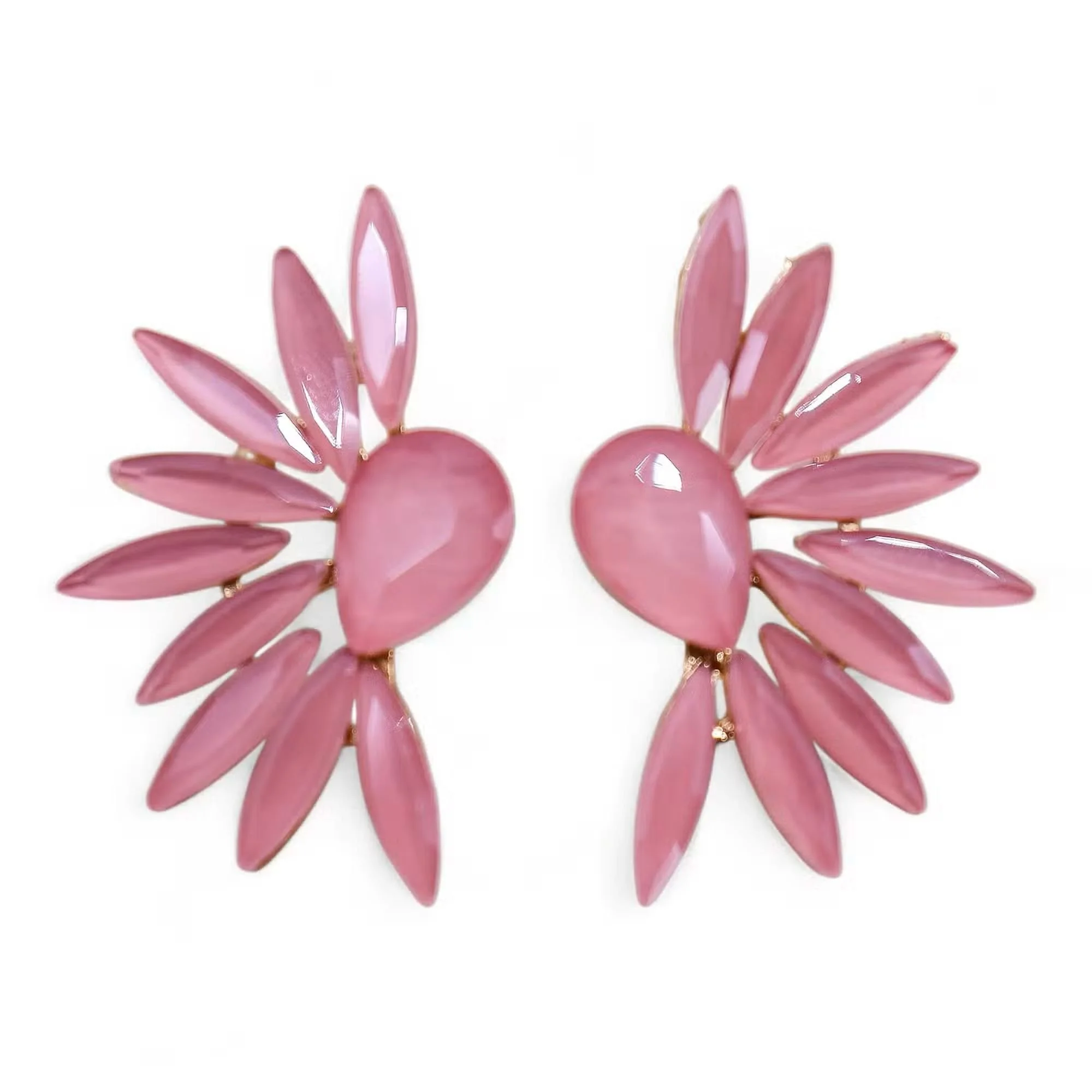 Vintage Glass Angel Wings Earrings (Soft Pink)