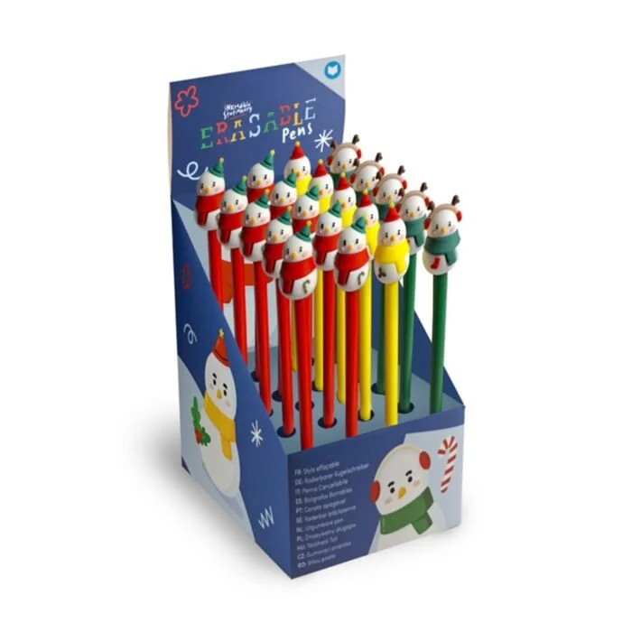 Christmas Snowman Erasable Pen with PVC Topper