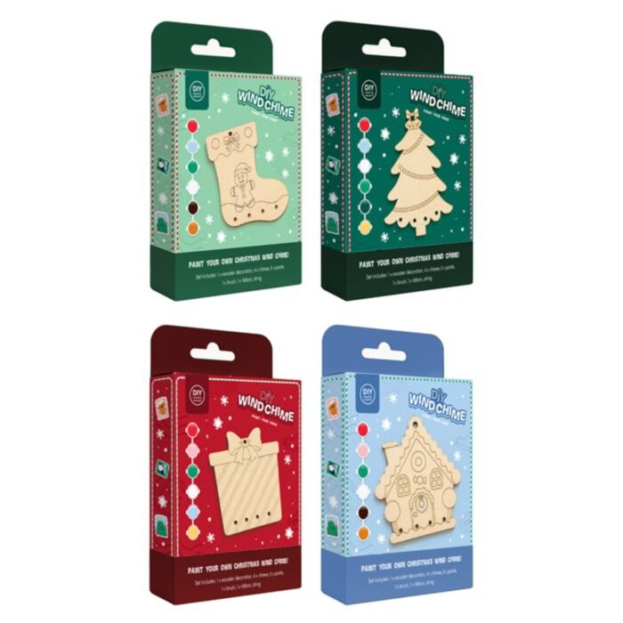 Christmas Jingle Bunch Paint Your Own 2D Wooden Wind Chime