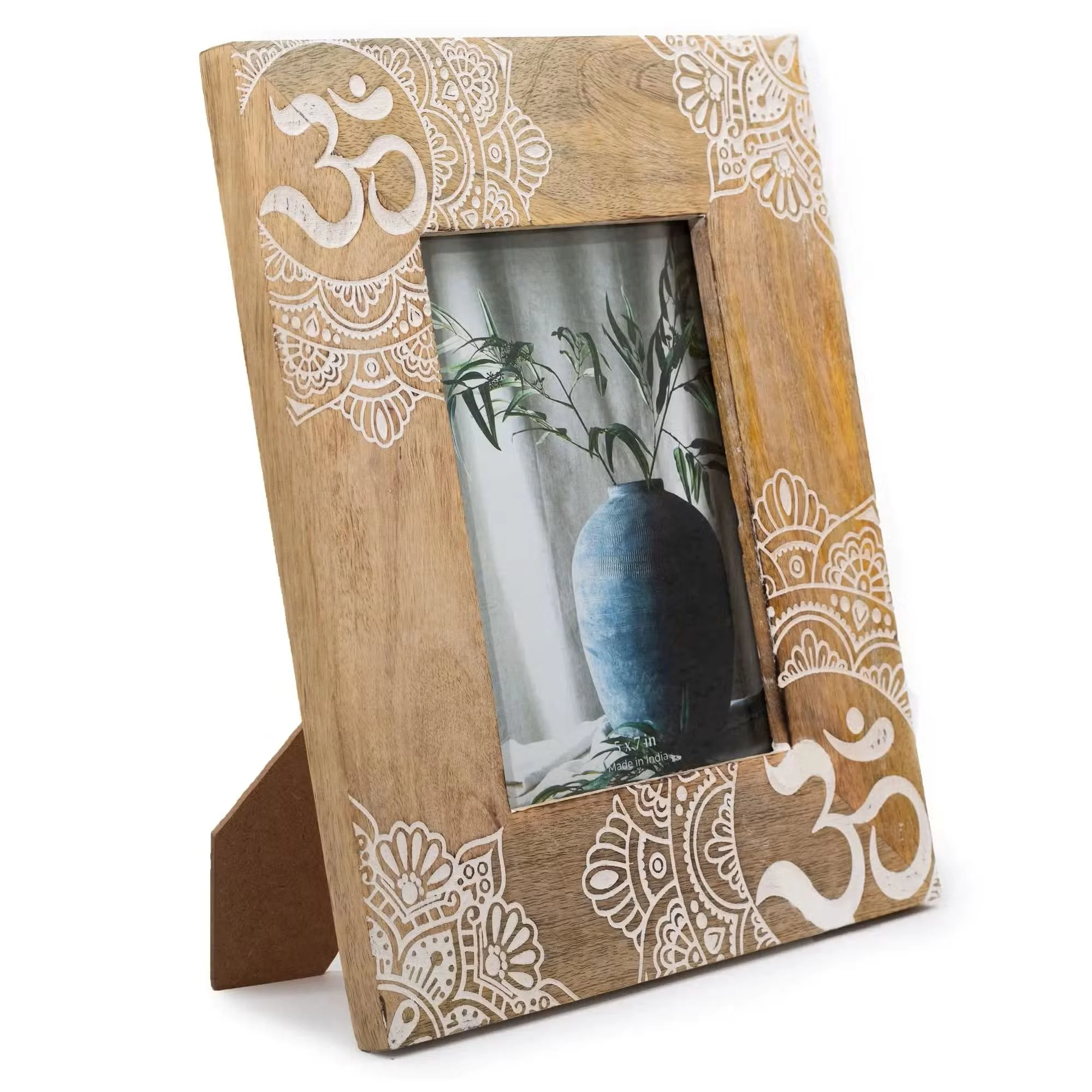 Large Mango Wood Picture Frame - Mandala (White)