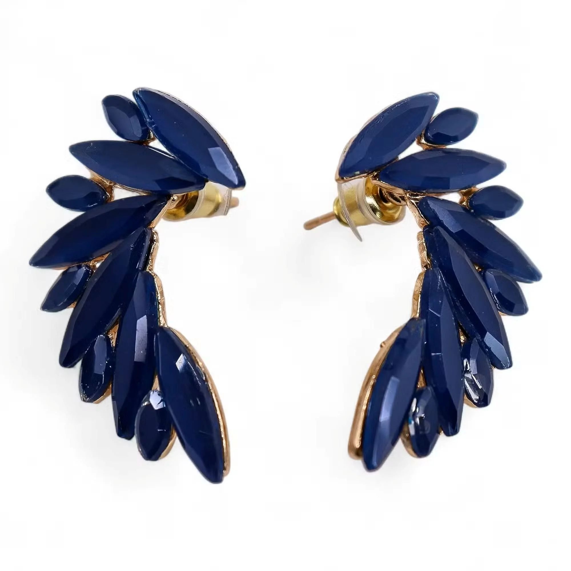 Vintage Glass Angel Wings Earrings (Royal Blue)