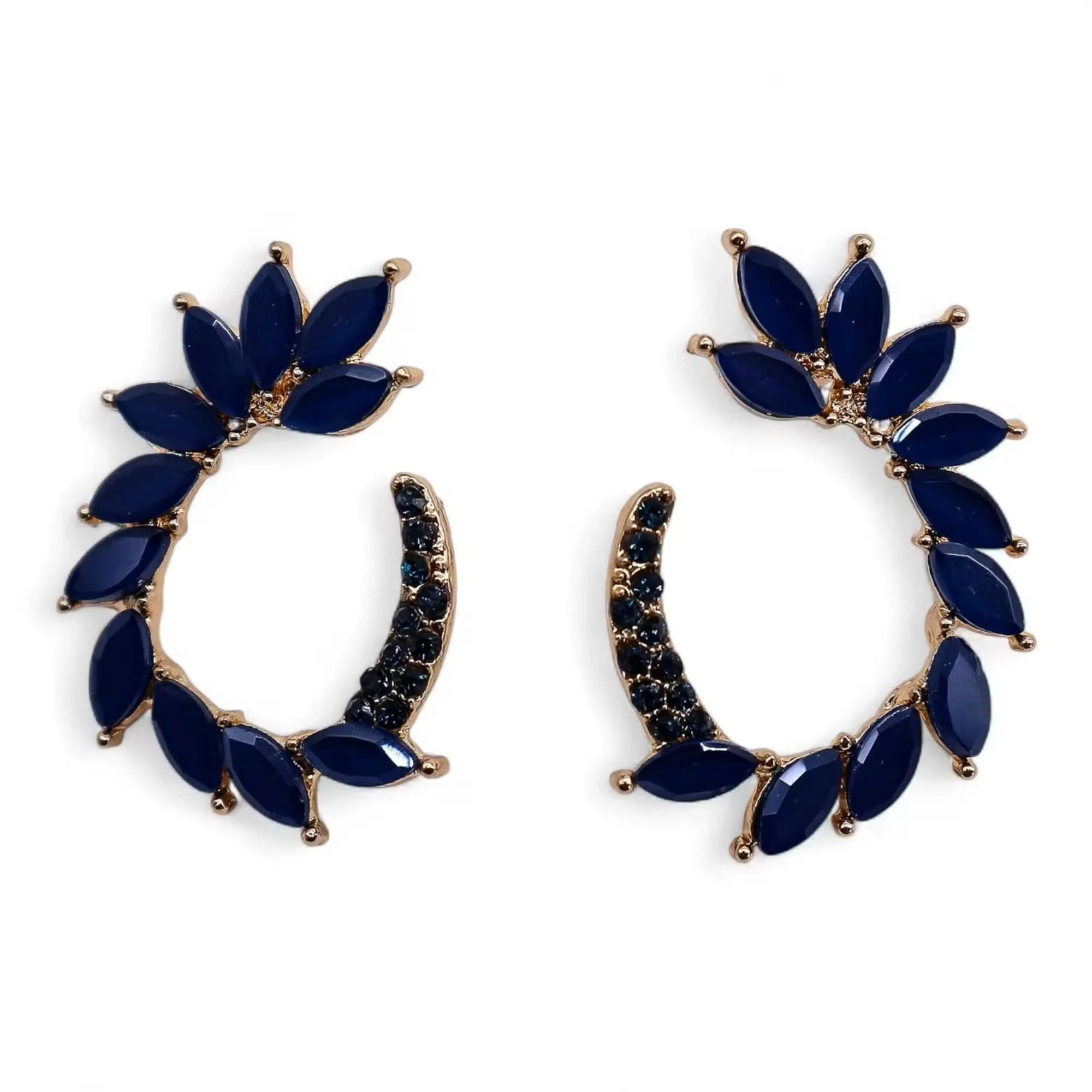 Vintage Glass Loop Earrings (Royal Blue)