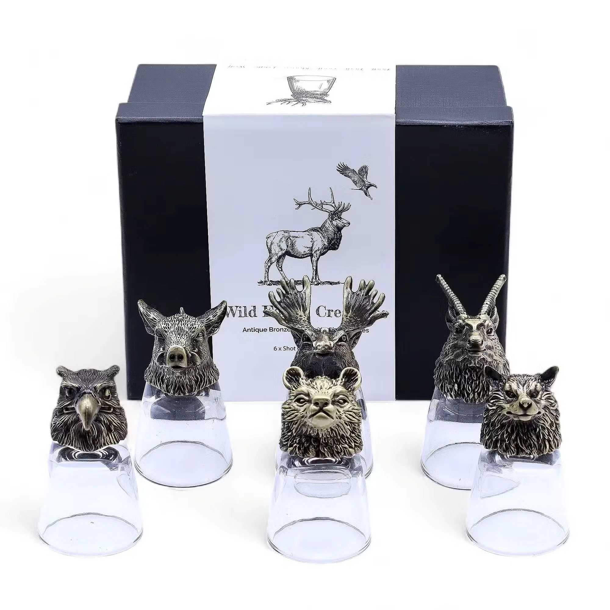 Shot Glasses Gift Set - Wild Forest Creatures (Antique Bronze)