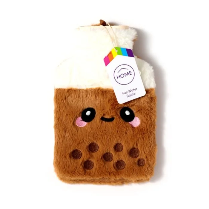 Bubble Tea Hot Water Bottle with Plush Cover (530ml)