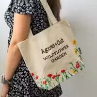Agnes + Cat Embroidered Wildflower Garden Tote Bags