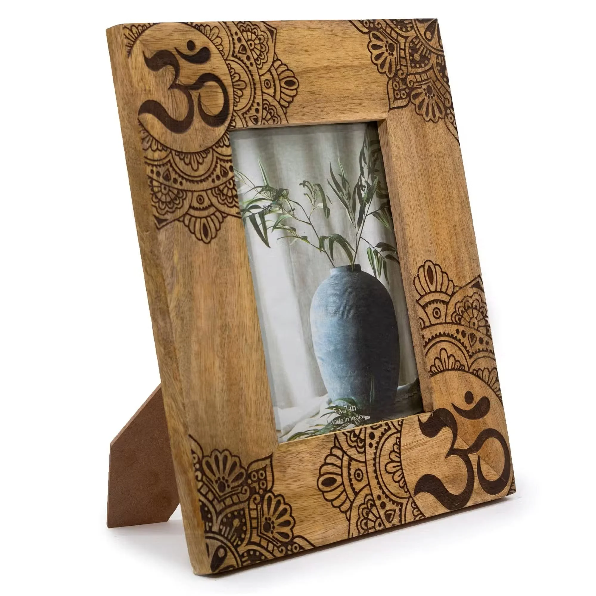 Large Mango Wood Picture Frame - Mandala (Black)