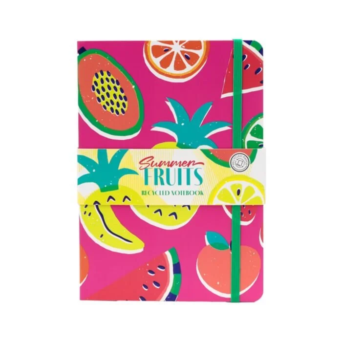 Summer Fruits Recycled Paper A5 Lined Notebook with Elastic