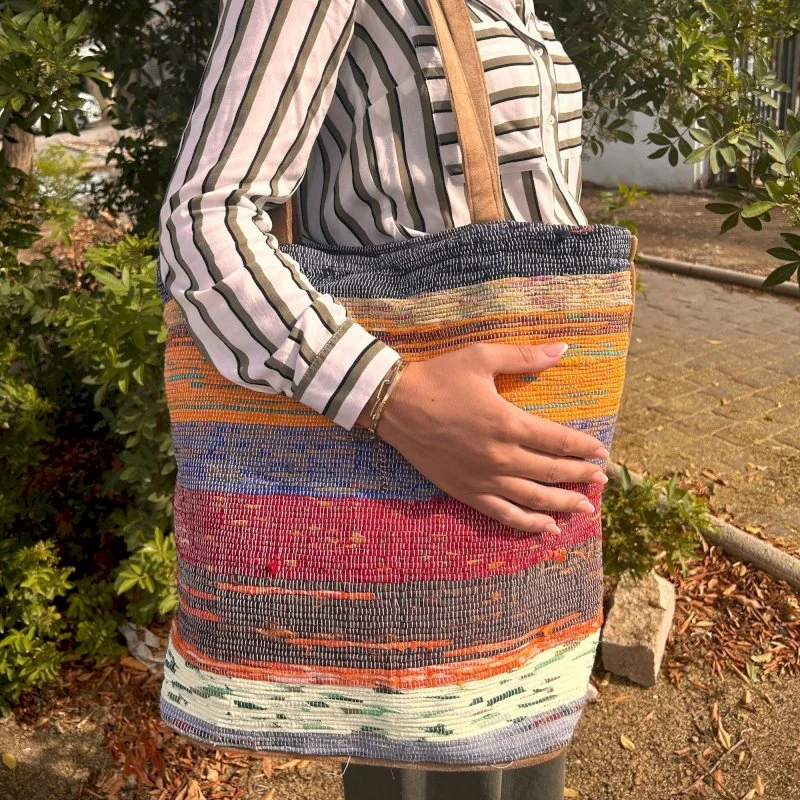 Recycled Big Rug Bag - Shades of Mushrooms