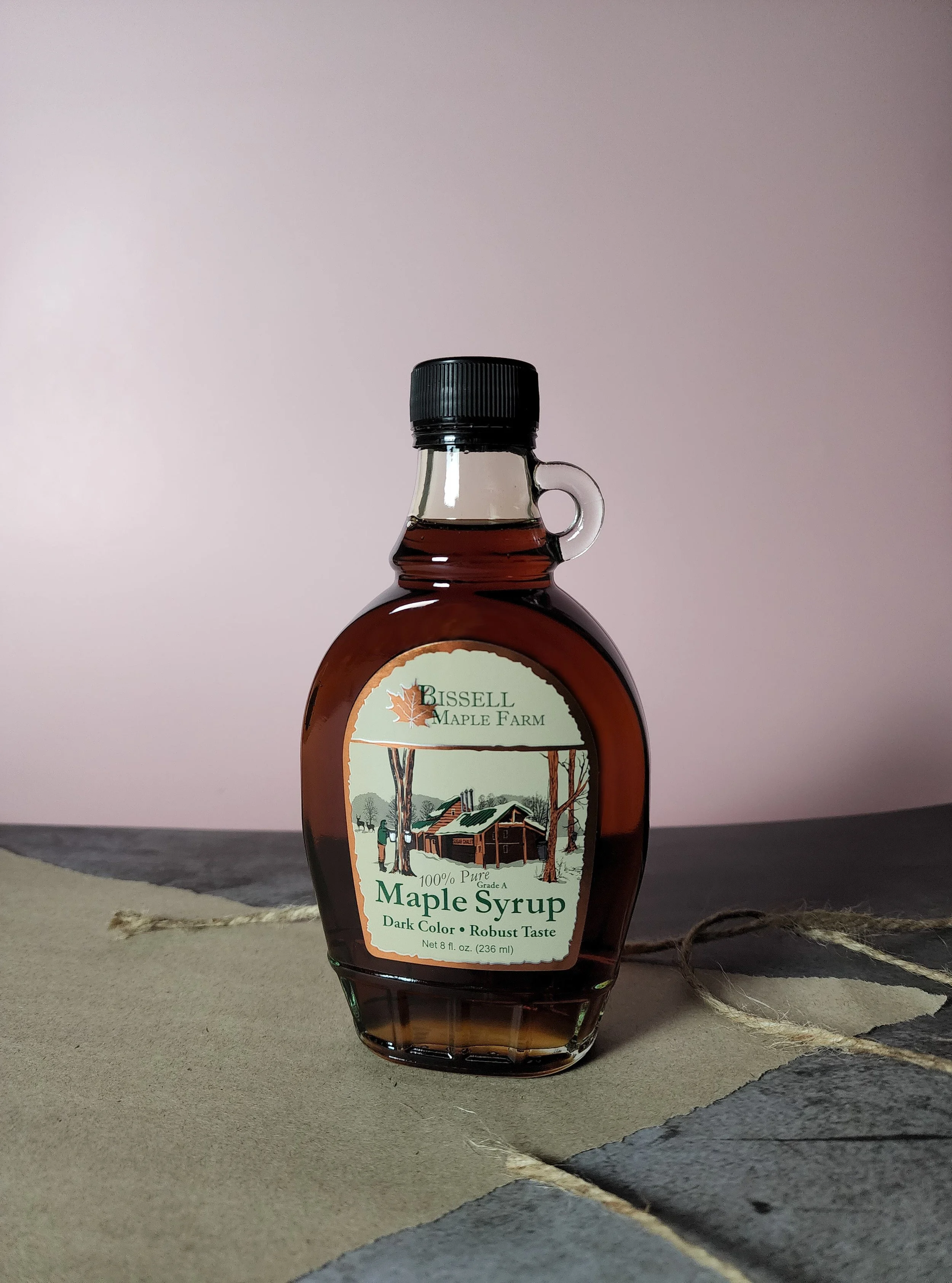 8 oz glass bottle, Pure Maple Syrup — Bissell Maple Farm Pure Maple