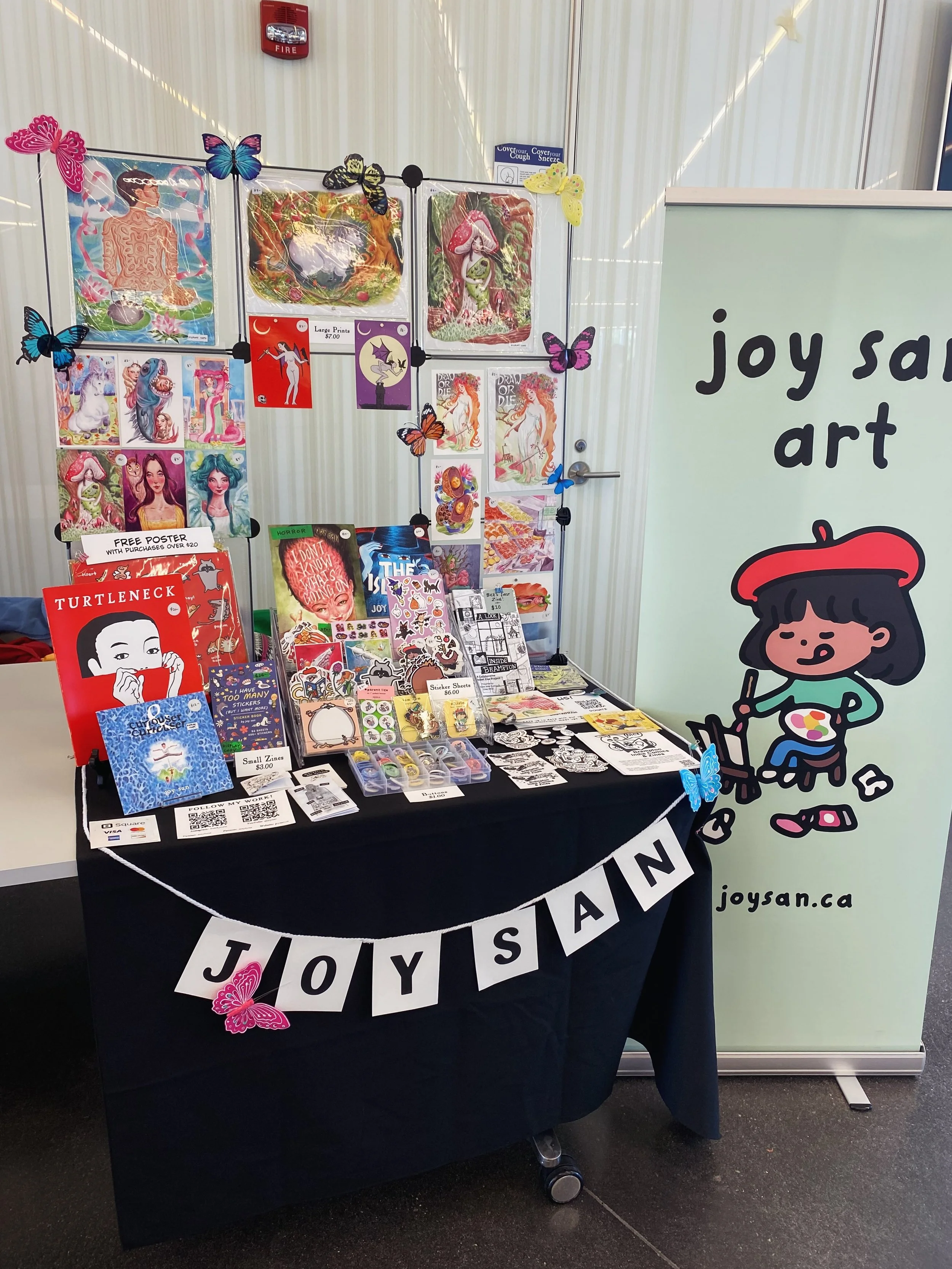 🌞🌻All set up at the @baobrampton Summer Artist Market at Springdale Library (10705 Bramalea Rd) until 4:30pm. I also brought some BICZ stuff and will be doing small fun portraits for $3! See u here! There&rsquo;s a lemonade stand!!! 🍋🍋🍋 #brampto