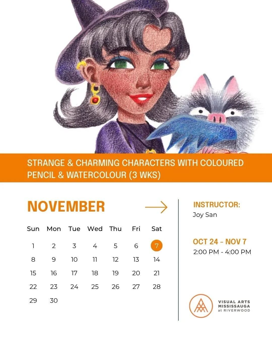 👩🏻&zwj;🏫 Delighted to let you know that I will be teaching a few classes at Visual Arts Mississauga @visualartsmississauga this fall!

🎨Strange &amp; Charming Characters with Coloured Pencils &amp; Watercolour (3 weeks)
🗓️Saturdays from October 