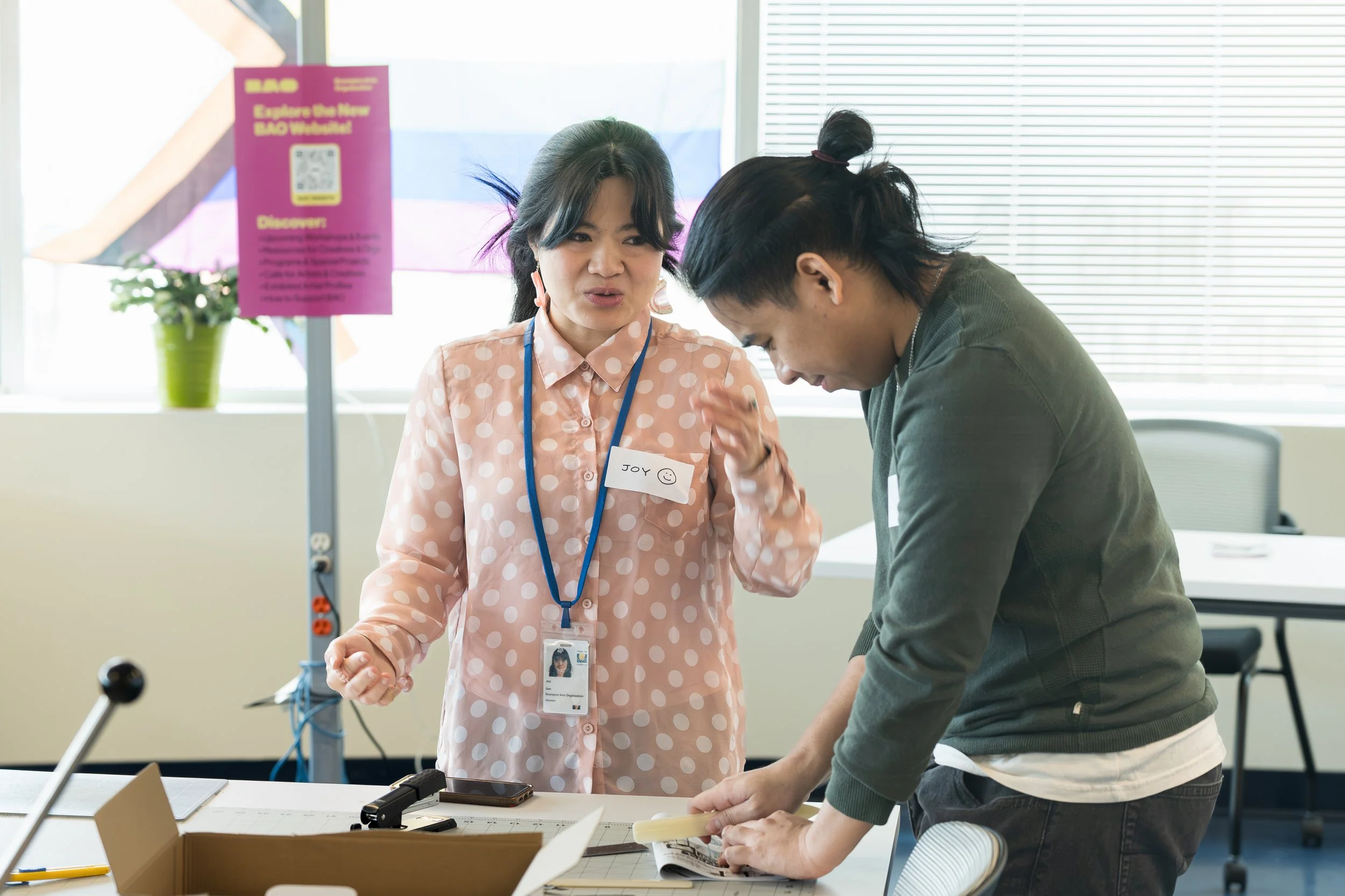 Zine Making Party
Brampton Indie Comics & Zines (BICZ) with the support of 
The Brampton Arts Organization’s (BAO) Community Connects Program, March 2026, Photo by Amit Nanwa
