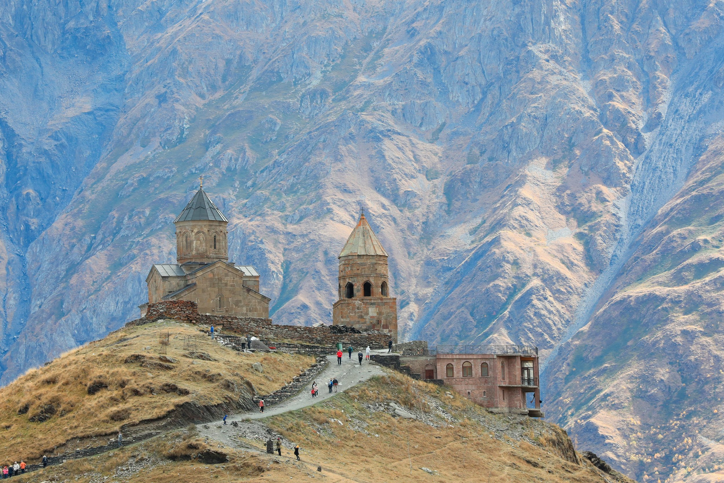 Holy Trinity Church near the village of Gergeti in Georgia.jpg