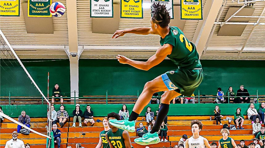 Woodshed Creative // Saint Edward High School - Custom printed sports championship banners
