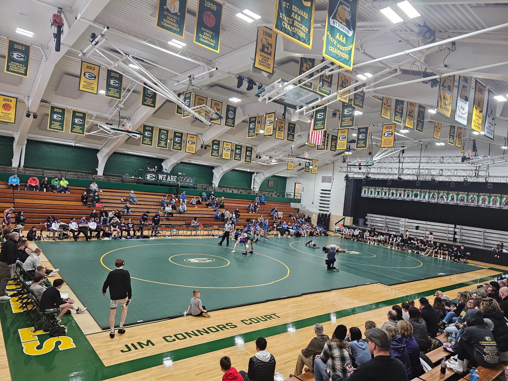 Woodshed Creative // Saint Edward High School - Custom printed sports championship banners