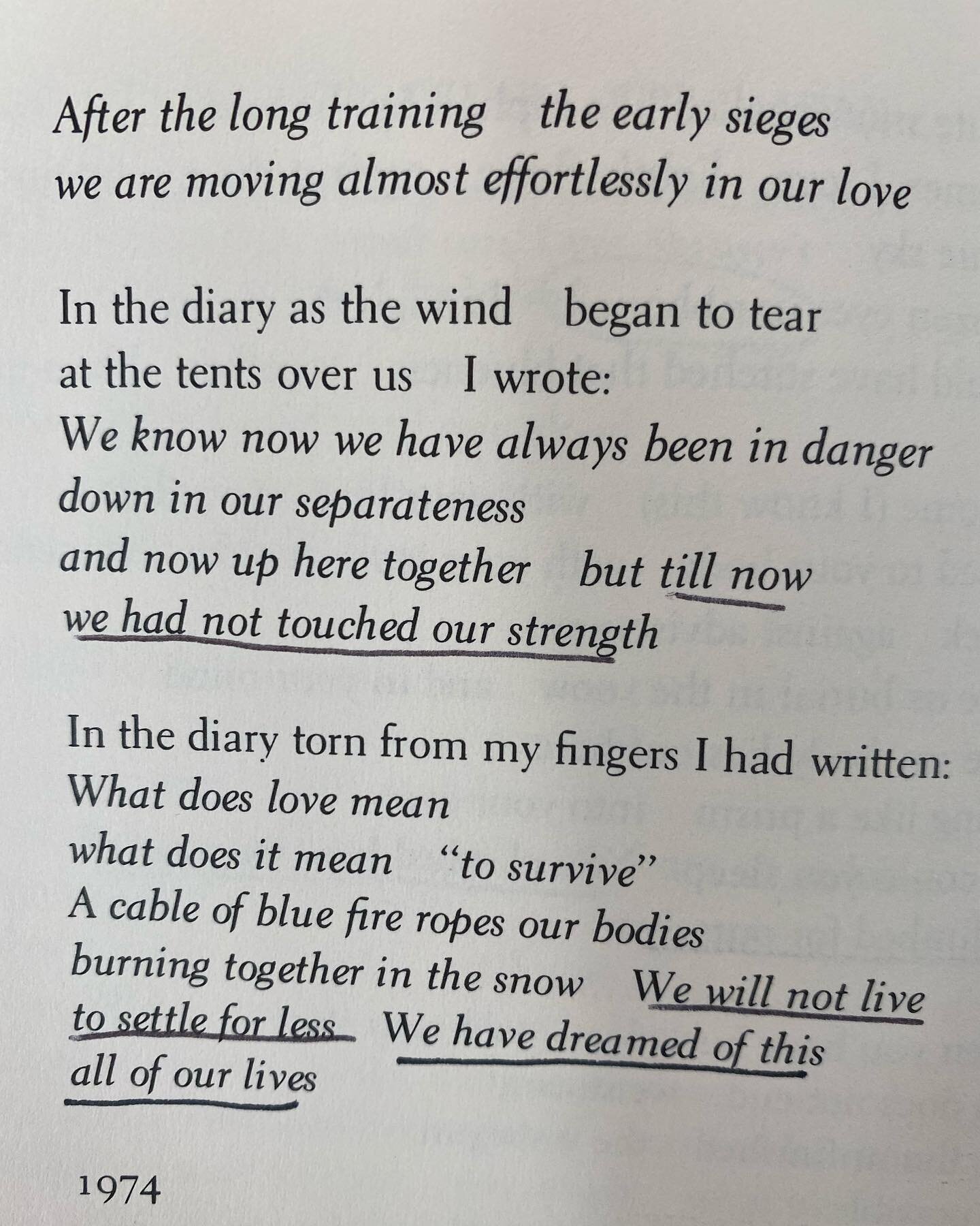 Part of a poem called &ldquo;Phantasia for Elvira Shatayeva&rdquo; written by Adrienne Rich. 📝

Shatayeva was a Russian mountain climber who died while leading an expedition to Lenin Peak in August 1974. Later, Shatayeva&rsquo;s husband returned to 