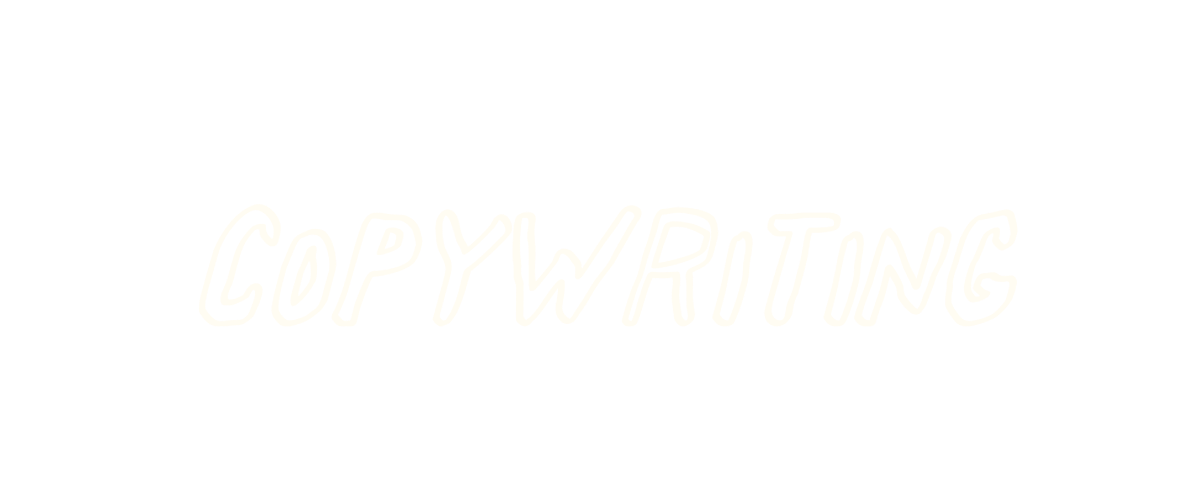 Text that says 'COPYWRITING' in a playful, handwritten style.