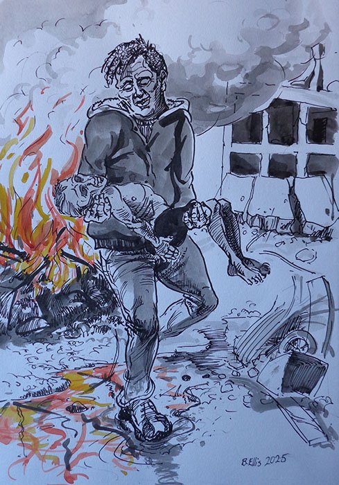 Gaza 7
Ink and watercolour on paper