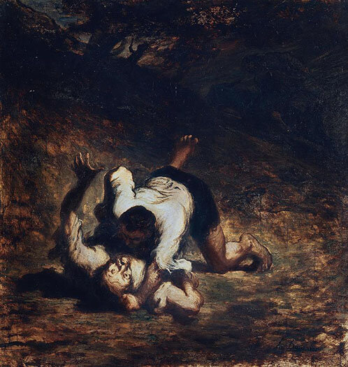 Honore Daumier 'The Thieves and the Donkey' oil on canvas 24"x 22"