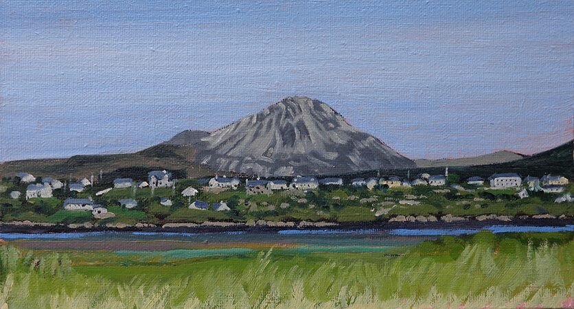 'Errigal mountain from Carrickfin' oil on canvasboard 12"x 6"