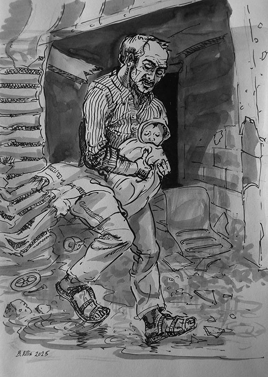 Gaza 5
Ink and wash on paper
