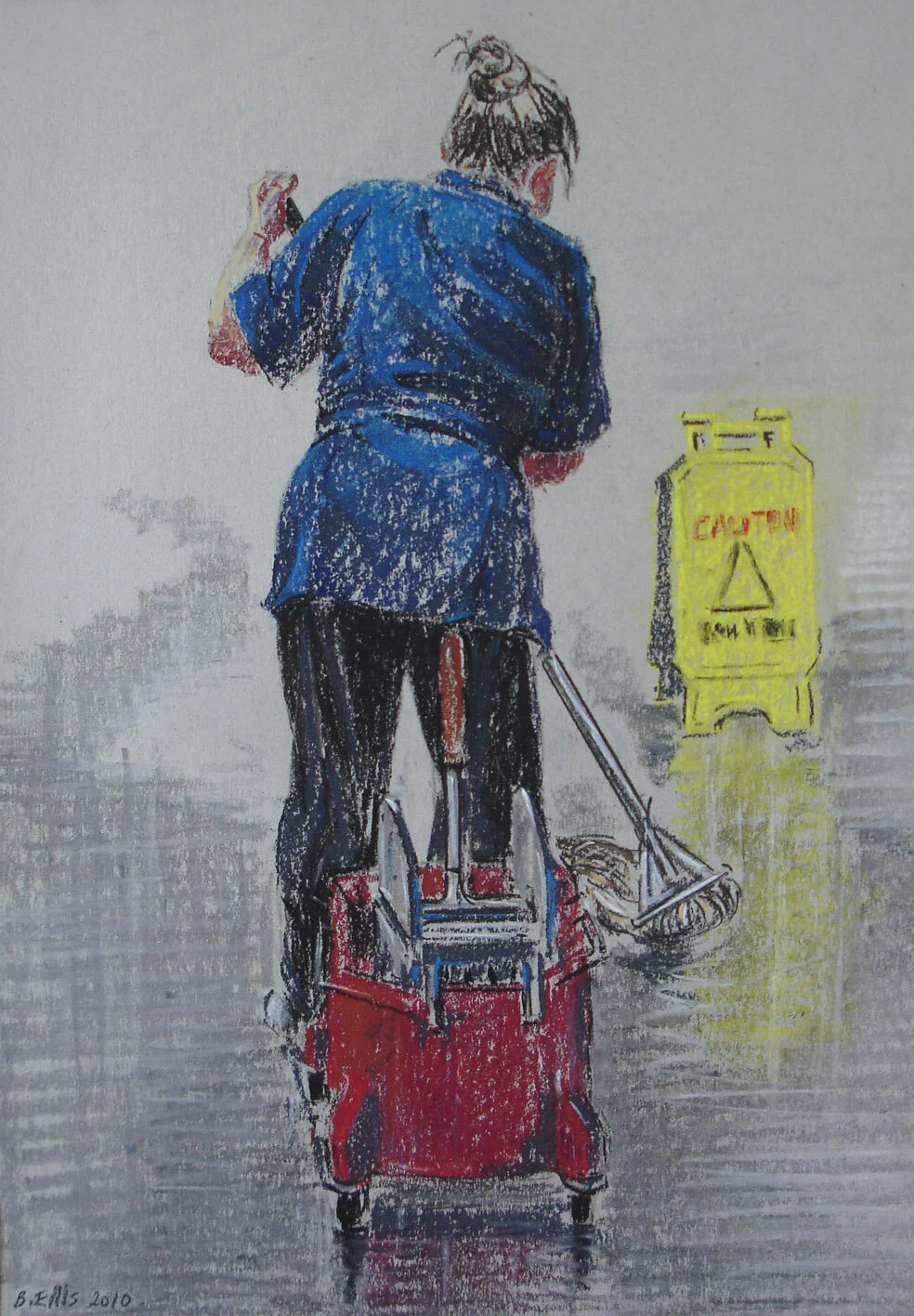 'Red bucket'  pastel on paper 16"X 12"