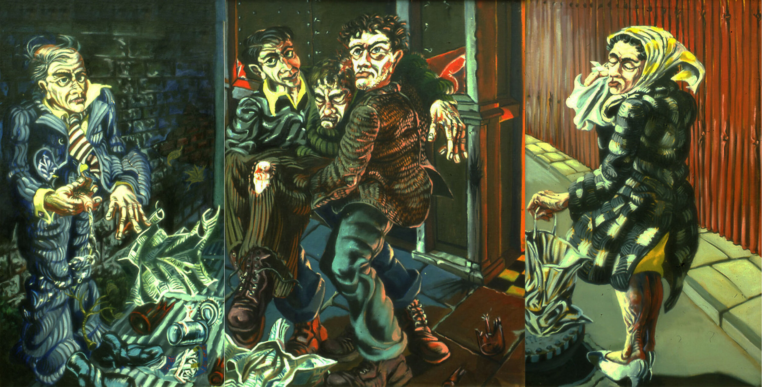'the Samaritans' oil on 3 canvases "36x 80"