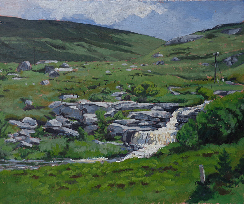 'Waterfall on the Crolly river' oil on board 17"x 14"