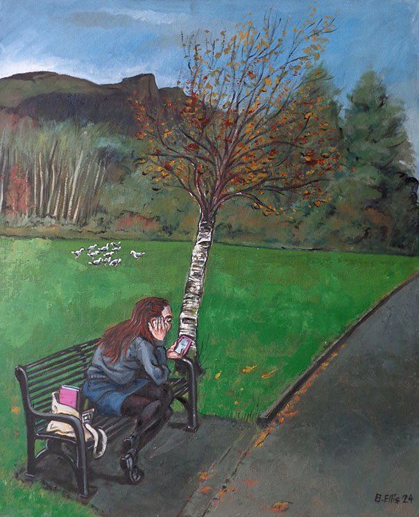 Figure in a landscape
Oil on canvas board