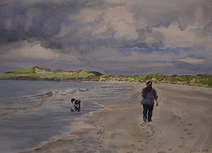 'Nico on Carrickfin' watercolour on paper 12"x 9"