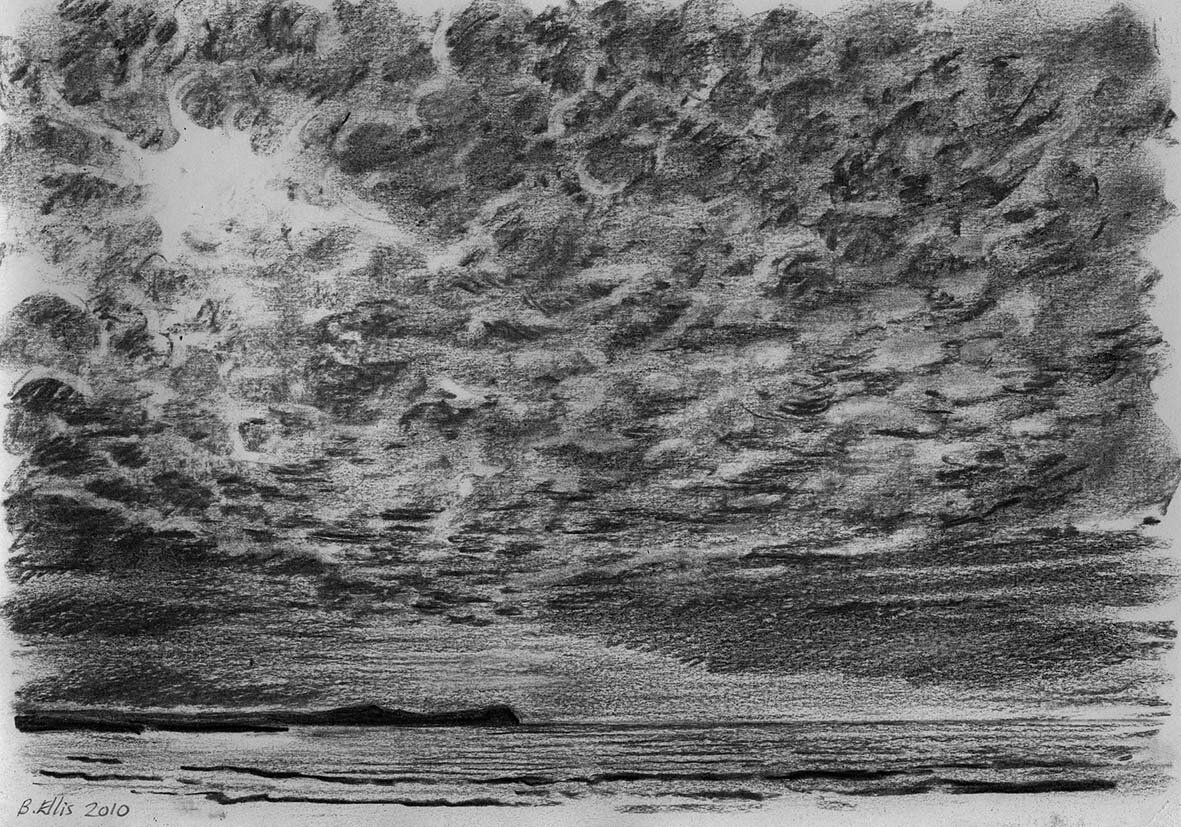 'Carrickfin sky' charcoal on paper 12"x 9"