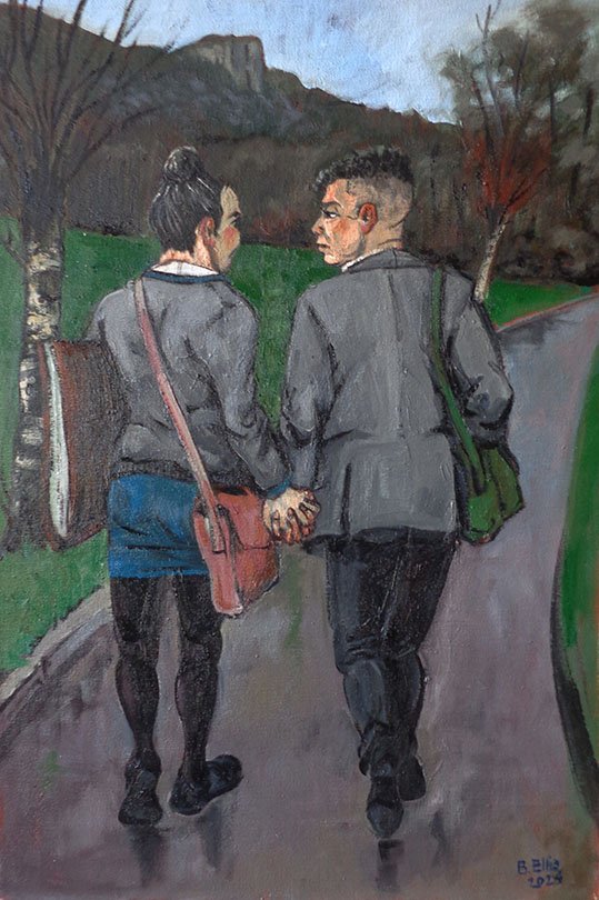 Couple in the park
Oil on canvas board