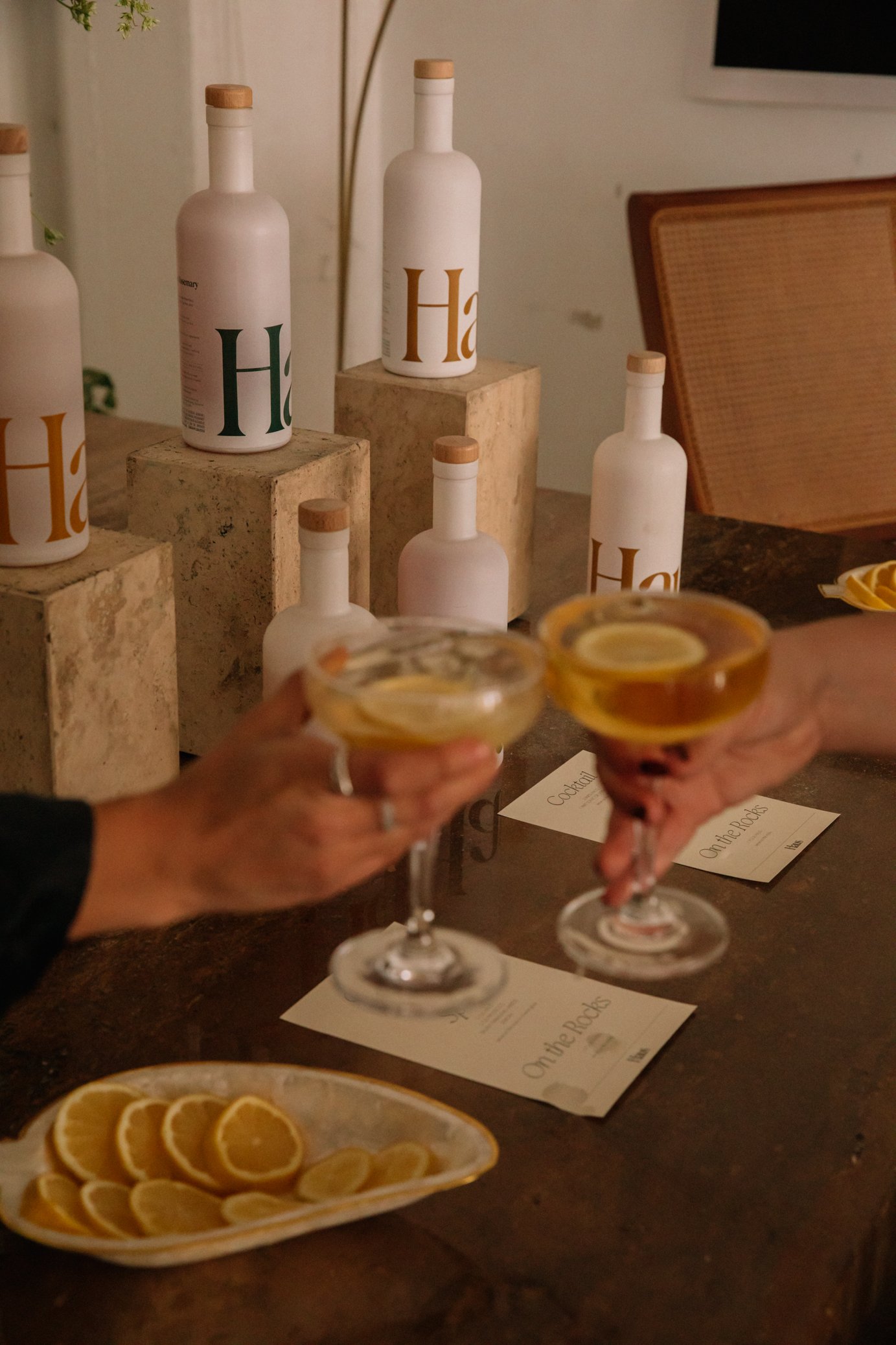  A refreshing range of apéritifs by  Drink Haus  including Citrus Flower, Pomegranate Rosemary, and Ginger Yuzu. 