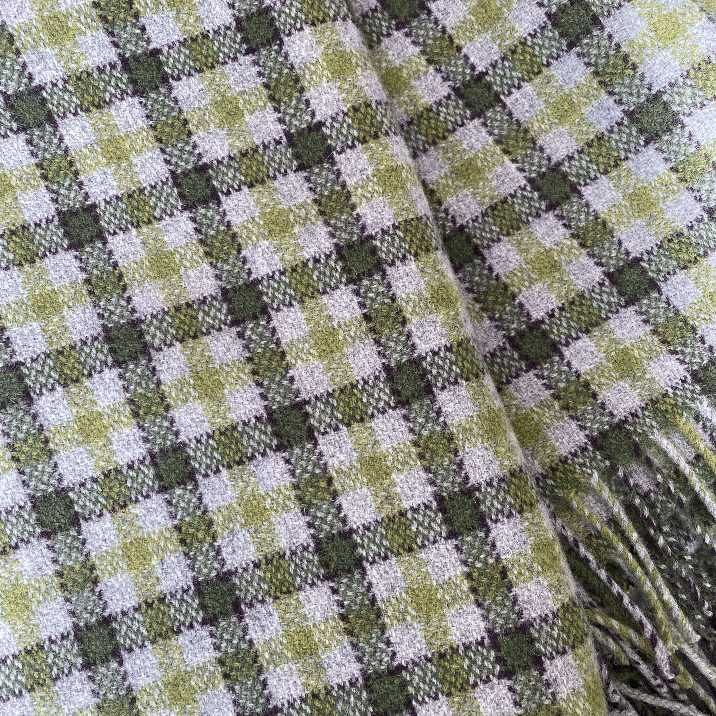 Limited Edition 100% Pure Merino Wool Blanket Small Apple Green Check