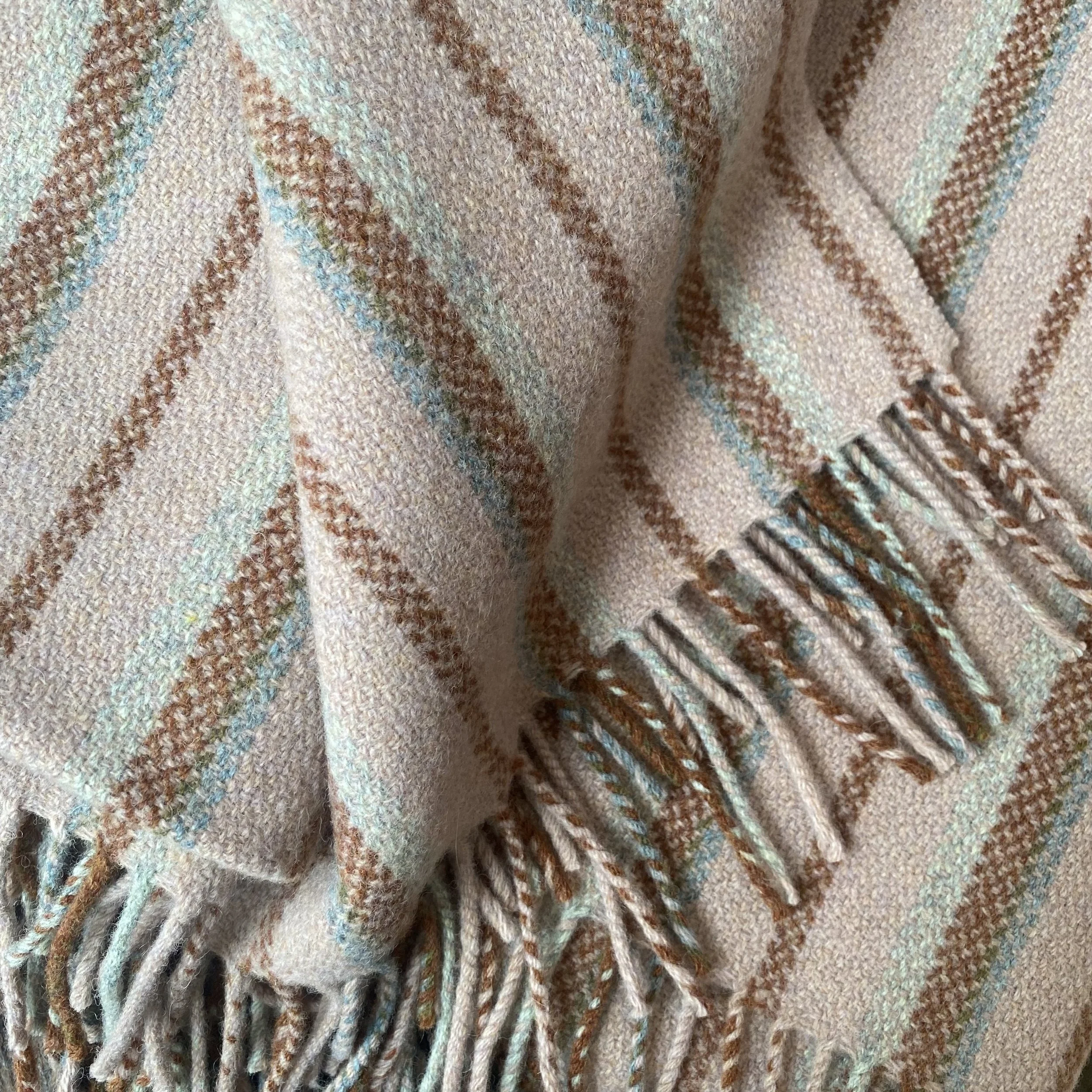 Limited Edition 100% Pure Wool Dusty Pink Stripe Blanket