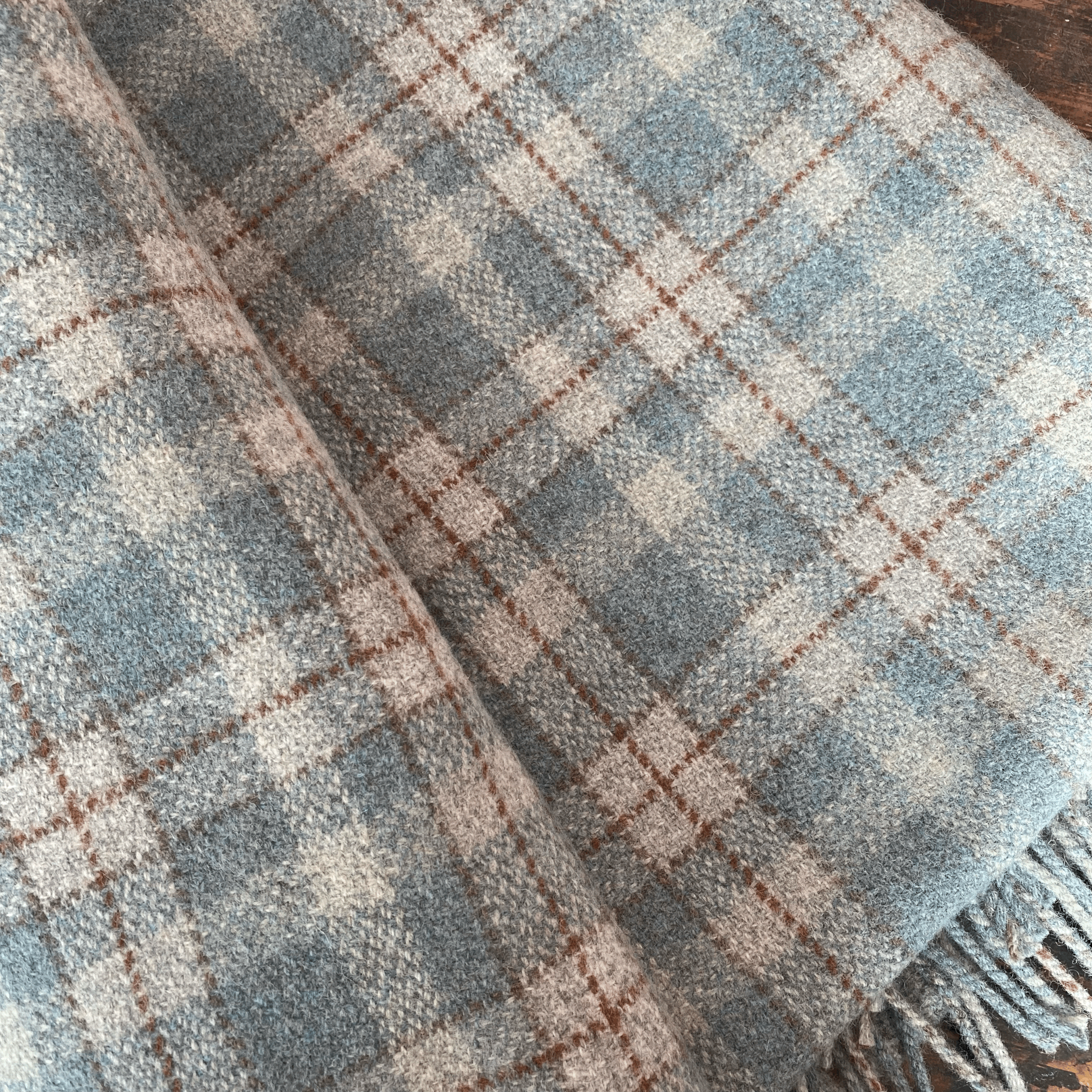 Limited Edition 100% Merino Wool Pale Blue check Blanket