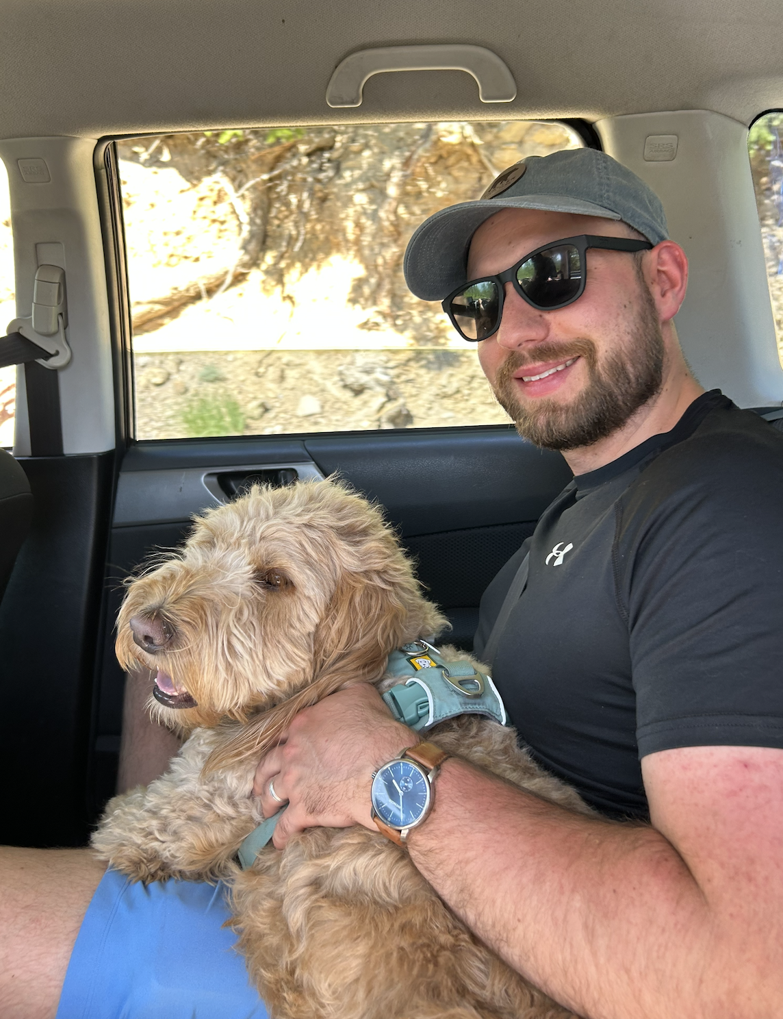 Photo Sam Mortellaro with a dog